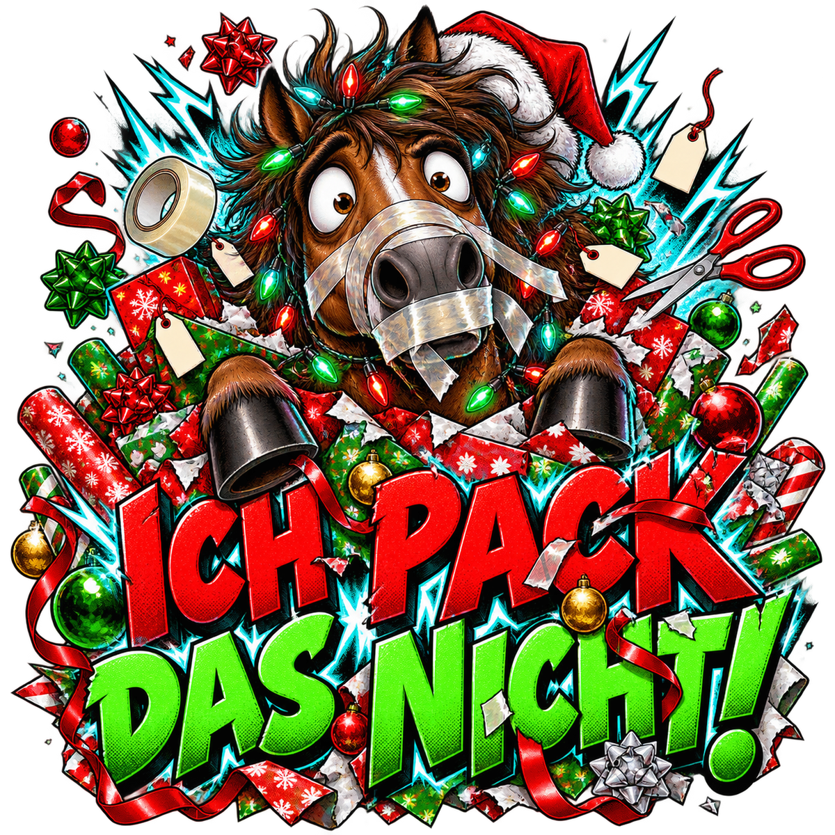 Motiv: Ich pack das nicht! – Kinder-Hoodie – KI-gestaltetes Pferdemotiv