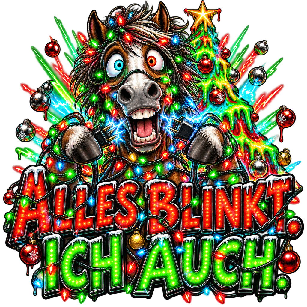 Motiv: Alles blinkt. Ich auch. – Hoodie – KI-gestaltetes Pferdemotiv
