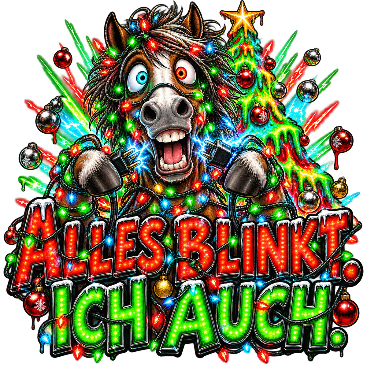 Motiv: Alles blinkt. Ich auch. – Hoodie – KI-gestaltetes Pferdemotiv