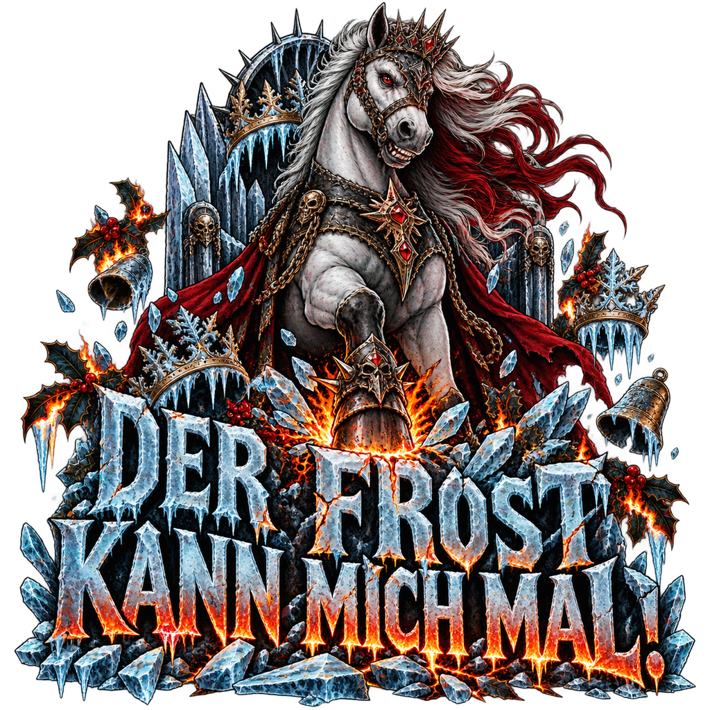 Motiv: Der Frost kann mich mal! – Kinder-Hoodie – KI-gestaltetes Pferdemotiv